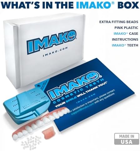 Imako Premium Cosmetic Uppers - 1 Pack - Large, Bleached White - Custom Fit at Home, DIY Smile Makeover, Made in USA