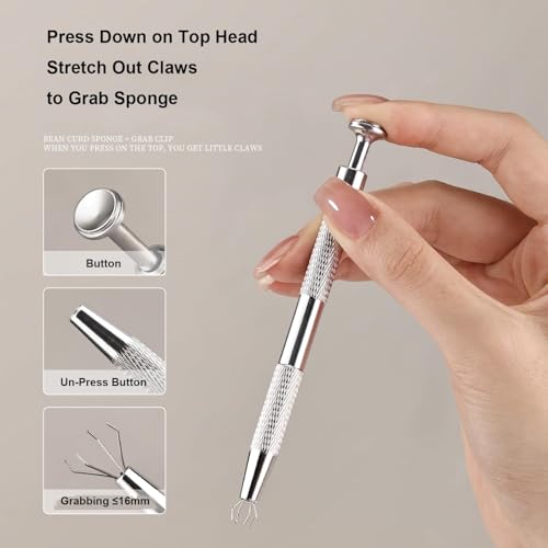 100pcs Sponges with Grabber and Nail Art Brushes, Nail Tools Set for Ombre Gradient Nail Gel Painting Gel Kit Multifunctional Nail Brushes for Nail Design (Brushes Grabber Sponges)