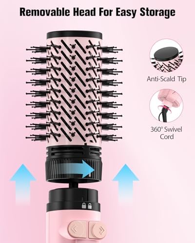 2-in-1 Blow Dryer Brush Set for Frizz-Free Blowout | 2-inch Rotating Hair Dryer Brush & 3-inch Hot Air Brush with Oval Barrel | 1000W for Fast Drying, Straightening, Volumizing & Smoothing