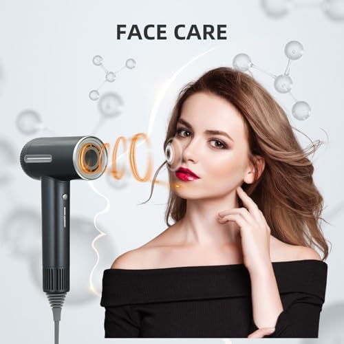 Hair Dryer,7 Temps&31 Modes.Intelligent Temperature Control,LCD Display,Self-Cleaning Mode,Facial Care Mode.1600W Ionic Blow Dryer.Low Noise Thermo-Control Hair Dryer with Diffuser and Nozzle