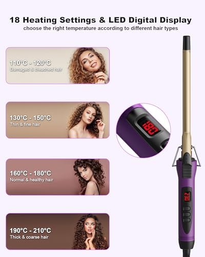 1/2 Inch Small Curling Iron Wand for Short & Long Hair, Half Inch Curling Iron Ceramic Small Barrel Curling Iron Tiny Curling Wand with Adjustable Temperature, Include Heat Resistant Glove