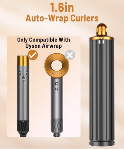 1.6in Long Barrels Attachment for Dyson Airwrap HS01 HS05 HS08 Accessories, 40mm Auto-Wrap Dual Rotation Curling Iron Curler to Create Lazy Loose Waves Voluminous Curls
