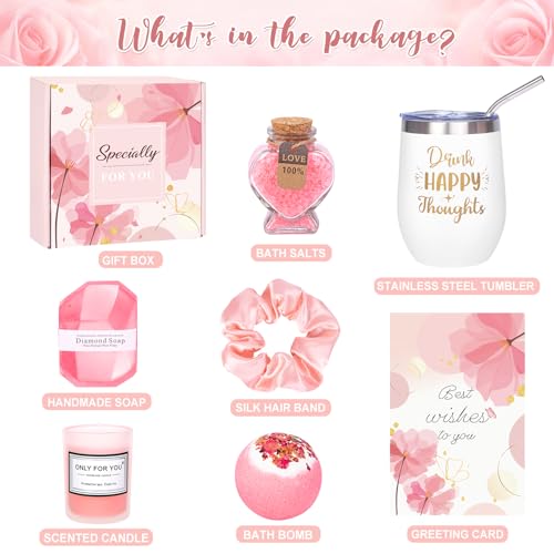 Birthday Gifts for Women, Relaxing Spa Gift Baskets for women, Rose Self Care Get Well Soon Gifts for Her Friend Daughter Sister Wife Coworker Nurse Teacher