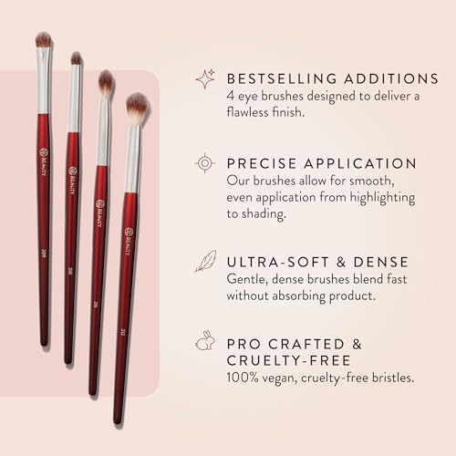 BK BEAUTY - CORE LINE EXTENSION EYE SET (4PC) - Professional Eyeshadow Brush Set for Precise Makeup Placement & Blending | Premium Eye Makeup Brushes for Flawless Application