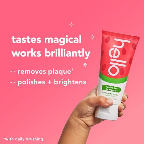 Hello Natural Watermelon Flavor Baby & Kids Fluoride Free Toothpaste, Vegan, SLS Free, Gluten Free, Safe to Swallow for Baby and Toddlers, 4.2 Ounce (Pack of 3)