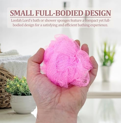 20 Individually Wrapped Small Full Bodied Quality Bath or Shower Sponge Loofahs Pouf Mesh Assorted Colors Wholesale Bulk Lot