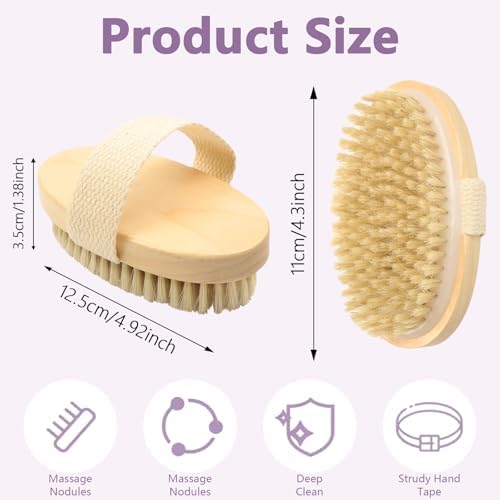 4 Pcs Dry Brushing Body Brush Exfoliating Body Brush Dry Brushing Body Brush for Lymphatic Drainage Back Circulation Improvement Dead Skin Remove Beauty Exfoliator
