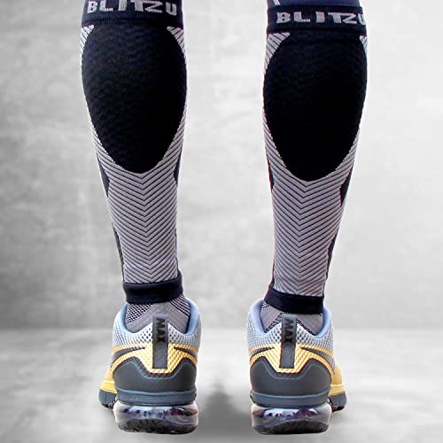 BLITZU Calf Brace for Women Men, Calf and Shin Supports and Pain Relief Black S-M