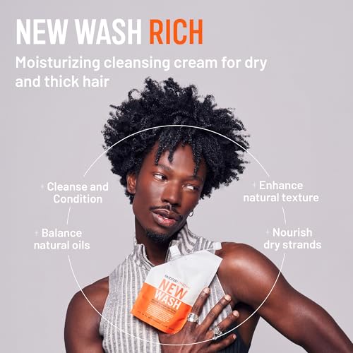 Hairstory New Wash Rich, Ultra-Moisturizing Cleansing Cream for Dry & Thick Hair, Detergent Free Shampoo & Conditioner Alternative, Restores Softness & Shine, 8oz