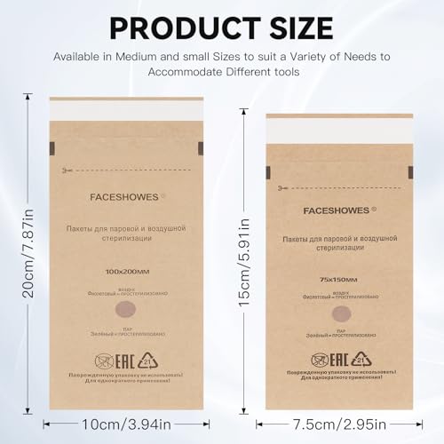 100Pcs Disposable Self-Sealing Sterilizer Pouches for Nail Tool,LXIANGN Dry Heat Autoclave Nail Tools Sterilizer Bags Kraft Paper Cleaning Bags For Dentist Tools and Nail Art Supplies (100mm x 200mm)
