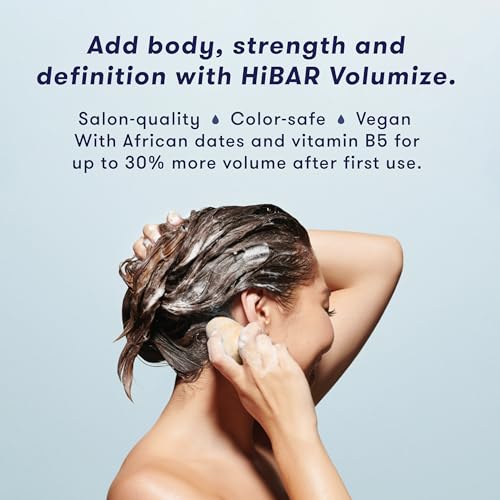 HiBAR - Volumize Shampoo & Conditioner Set - For Fine, Flat Hair - Add Body, Definition & Volume - African Dates & Vitamin B5 - Plastic, Soap, Paraben & Sulfate-Free - Color Safe & Vegan -2 Solid Bars