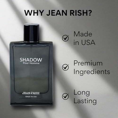 Jean Rish Shadow Pour Homme Eau De Toilette for Men (3.4 Fl Oz / 100ml) with Lemon, Cedar & Bergamot Notes - Long Lasting and Luxury Fragrance