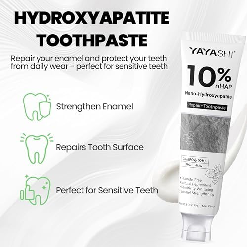 2PCS Hydroxyapatite Toothpastes 10%,Fluoride-Free Toothpaste, Gentle Mint, Fresh Breath, Daily Use for Oral Health 4.23oz (2pcs)