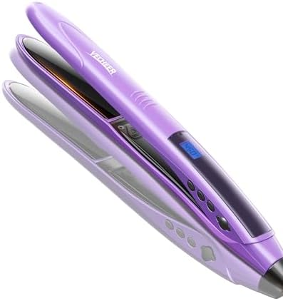 1" Ceramic Flat Iron With Vibrating Plates, Dual Voltage Travel Hair Straightener for Women - Ionic & Volcanic Mineral Technology to Lock in Moisture, Straightener and Curler, 10 Heat Settings