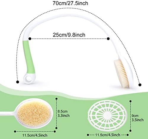 27.5” Back Bath Brush with Long Curved Long Handle,Shower Brush with U-Shaped for Cleaning,Body Scrubber for Elderly,Disabled, Post-Surgery,Limited Mobility,Spine Pain,Frozen Shoulder
