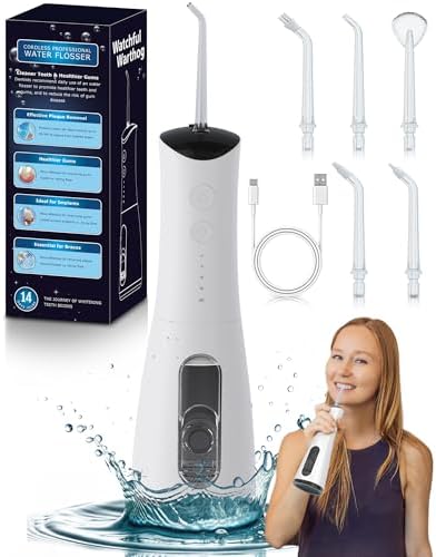 High-Pressure 120PSI Water Dental Flosser with 300ml Reservoir - Portable Water Flosser for Teeth & Gum Cleaning - Rechargeable with 4 Pressure Modes, 1600 Pulses/Minute & IPX7 Waterproof