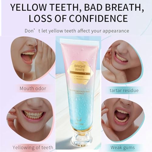 2 Pcs Niacinamide Whitening Toothpaste, Niacinamide Intensive Whitening Toothpastes, Improves Gum Health and Fresh Breath, Remove Tooth Stains