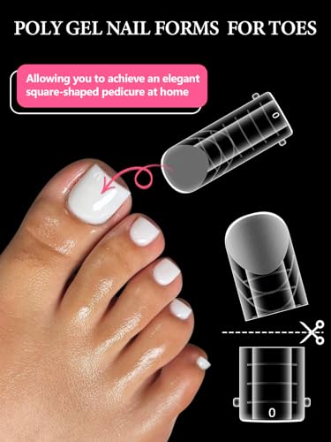 EBANKU Poly Gel Toenail Kit, Reusable Toe Dual Nail Forms with 2.5oz Slip Solution Poly Gel Nail Kit for Toe Nail Tips for Women with Double-end Brush, File, Clips, Liquid Container, 120PCS, 120 Sizes