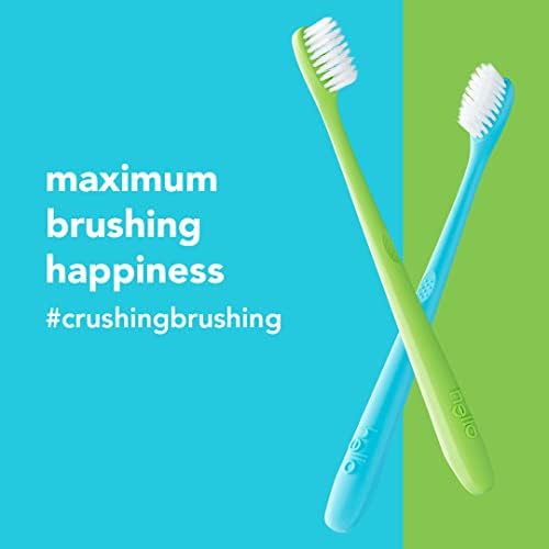 hello Blue & Green Soft Toothbrush, BPA-Free, Made from Plant-Based Materials, 2 Count (Pack of 2)