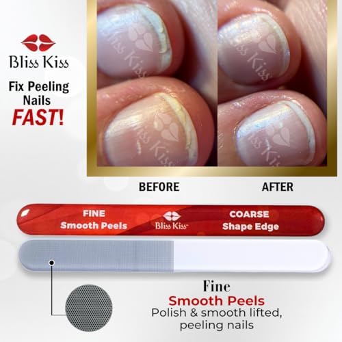 Bliss Kiss Nano Glass Nail Files & Buffer for Weak, Brittle, Peeling Nails for Women for Natural Nails with Case
