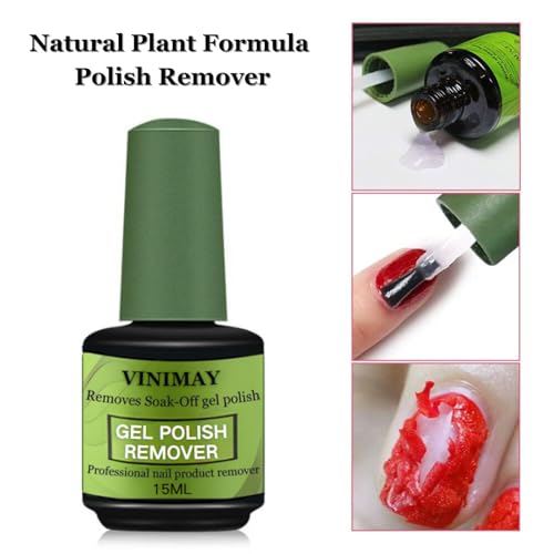 2 Pack 15ml Gel Remover Polish - Gel Polish Remover for Nails - Quickly & Easily Gel Nail Remover Within 3-5 Minutes - No Soaking or Wrapping Nail Gel Remover (0.51 Fl Oz (Pack of 2))