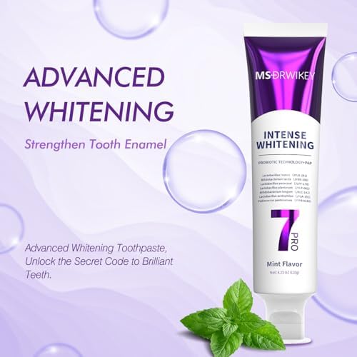 2-Pack 7-Pro Whitening Toothpaste | Deep Whitening & 7 Probiotics for Oral Health | Purple Beads for Extra Freshness | Fluoride-Free