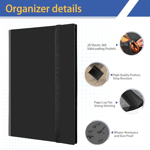 Card Binder 9 Pocket, Premium Card Book for 360 Cards, Sturdy Card Album for Collectible Cards, Side-Loading Card Collection Folder for TCG, MTG, Other Game Cards, Sport Cards, Black