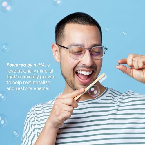 HUPPY Toothpaste Tablets, Nano Hydroxyapatite - Natural Whitening, Fluoride Free and Remineralizing - Travel Tabs, Charcoal Flavor, 62 Count