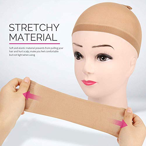 Hoedia 2 PCS Makeup Latex Bald Caps and 2 PCS Nylon Wig Caps Costume Accessories for Halloween Party Adults Kids