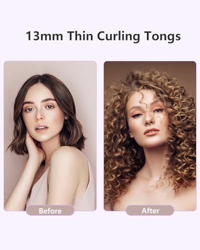 1/2 Inch Small Curling Iron Wand for Short & Long Hair, Half Inch Curling Iron Ceramic Small Barrel Curling Iron Tiny Curling Wand with Adjustable Temperature, Include Heat Resistant Glove