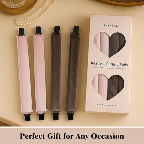 Heatless Hair Curler Set – 4PCS Velvet Overnight Blowout Rods for Heatless Curls, Jumbo Flexible Curling Rods to Sleep In, No Heat Curling Tools for Natural Waves and Curls