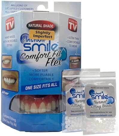 Instant Smile Comfort Fit Flex Natural Shade - Slightly Imperfect - with 2 extra fitting bead bags. One size fits most people.