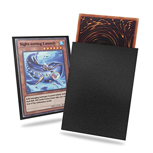 Black Yu-gi-oh Card Sleeve 200 Pack, Japanese Small Card Sleeves Photocard Sleeves 62x89mm, Back textured Perfect Shuffling, Protect Your Japanese Sized Trading Cards Kpop Photocard Never Tear