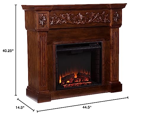 SEI Furniture Calvert Electric Carved Floral Trim 44" Fireplace, Espresso (AMZ8729EF)