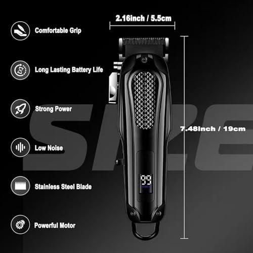 Hair Clipper for Men Professional,Cordless Clipper for Hair Cutting,Rechargeable Corded Barber Hair Trimmer&Beard Trimmer,Haircut Grooming Kit for Men/Women/Kids (Black)
