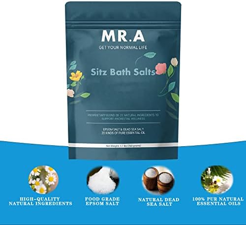 1.7 lbs Sitz Bath for Hemorrhoids,Premium Grade 23 Ingredients, Advanced Hemorrhoid Treatment Formula Epsom Salt Dead Sea Salt Essential Oils, Sitz Bath Salts for Hemorrhoids Toilet Seat Bathtug