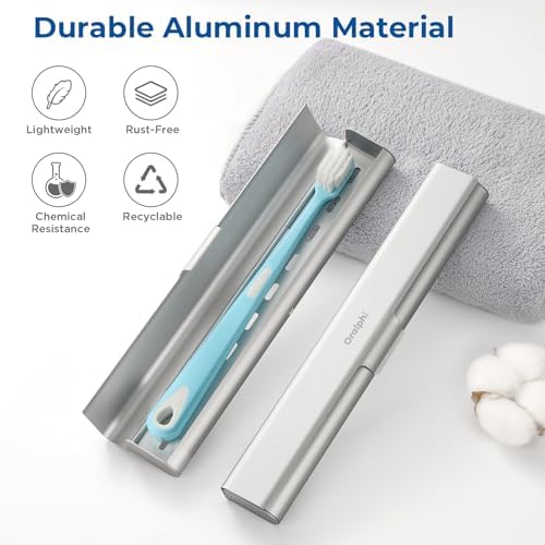 2 Pack Aluminum Toothbrush Travel Case, Portable Travel Toothbrush Holder, Durable Manual Toothbrush Box Container for Traveling, Bathroom, Camping, Business Trip