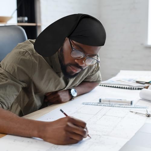 4 Pieces Unisex Jumbo Dreadlock Cap, Black Elastic Long Hair Bonnet Dreads Caps for Men Women, Loc Head Wraps Cap Hair Sleeve Full Cover Accessories, for Sleeping & Shower, 19 x 10 Inch