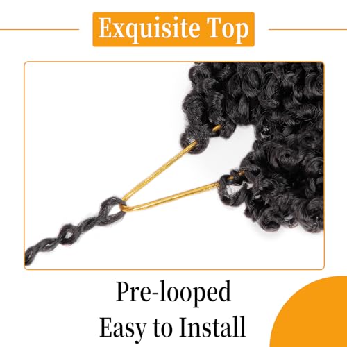 12 Inch Pre-Looped Yanky Twist Crochet Hair, 30 Strands/Pc, Mini Passion Twists, Senegalese Braiding Hair (Natural Black, 8 Pcs/Pack)
