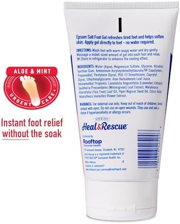 Heal&Rescue Epsom Salt Foot Gel, 4 Ounce, Soothing Relief for Painful, Tired, Aching Feet, Ditch the Foot Bath for Instant Relief