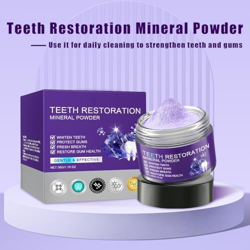 2PCS Teeth Restoration Mineral Powder,Mineral Tooth Powder,Teeth Whitening Mineral Powder, Effective in Strengthening Teeth and Gums, Dental Restoration Mineral Powder, Fresh Breath for Daily Use 50g