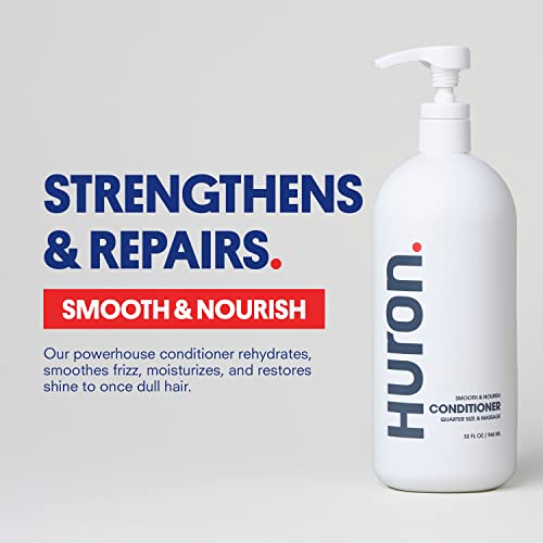 Huron Men’s Conditioner - Lightweight, Hydrating Conditioner - Eliminates Frizzy Hair, Moisturizes, & Restores Shine - Clean & Invigorating Scent - 100% Vegan Ingredients & Cruelty-Free - 32 Fl Oz