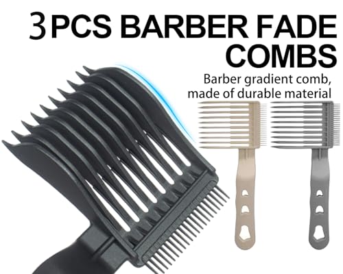 3Pcs Fade Comb Hair Fade Tool Hair Compatible with All Clippers Barber Accessories Fade Comb for Men(Black/White/Grey)