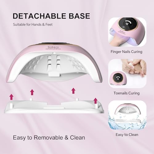 288W Professional UV LED Nail Lamp with 63 Beads - Fastest Gel Curing Dryer for Home & Salon, Smart Sensor, LCD Display & 4 Timers, Pink Salon-Grade Light