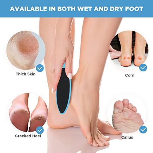100 Pcs Pedicure Foot File Double Sided Callus Remover Sandpaper Foot Sander Scraper Scrubber with Plastic Handle Heel Rasp Tool for Feet Spa(Blue)