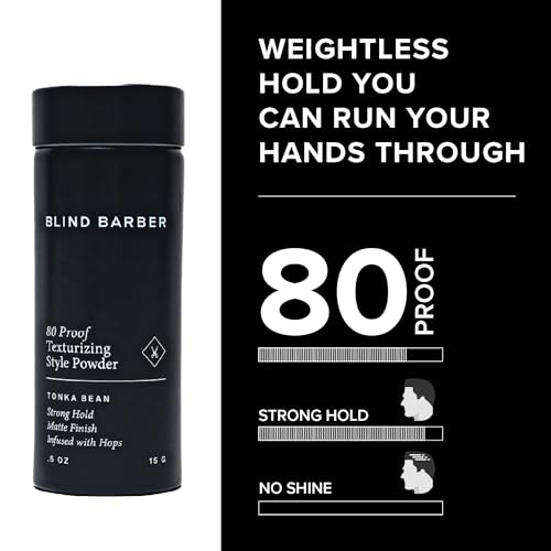 Blind Barber 80 Proof Texture Powder - Hair Styling Powder for Men - Build Weightless Volume - Medium-to-Strong Hold + Matte Look - Easy to Use - For All Hair Types (.5 Ounce)