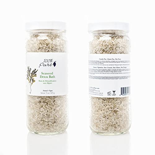 100% PURE Seaweed Detox Bath Soak, Bath Salts for Relaxation, Made with Eucalyptus Essential Oil, Spa Kit for Home, Bath Soak with Essential Oils - 15 Oz
