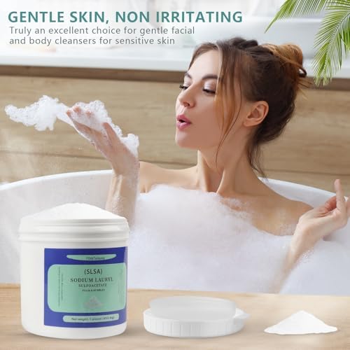 1 Pound of SLSA Powder for Bath Bomb Making, Premium Sodium Lauryl Sulfoacetate Powder, Sodium Lactate for soap Making, Gentle on The Skin. Suitable for Bath TrufflesCrafting Bath Bombs and More