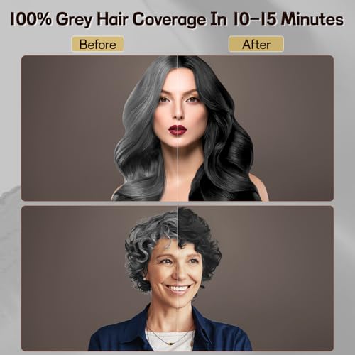 Black Hair Dye Shampoo 3 in 1 for Gray Hair, Hair Color shampoo for Women, Natural Shampoo Hair Dye-100% Grey Hair Coverage/Herbal Ingredients-17.6 OZ