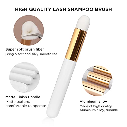 BEYELIAN 20 Pcs Lash Shampoo Brush Set, Eyelash Extension Cleanser, Blackhead Remover, Nose Pore Deep Cleaning, Soft and Comfortable Facial Makeup Remover Tools White